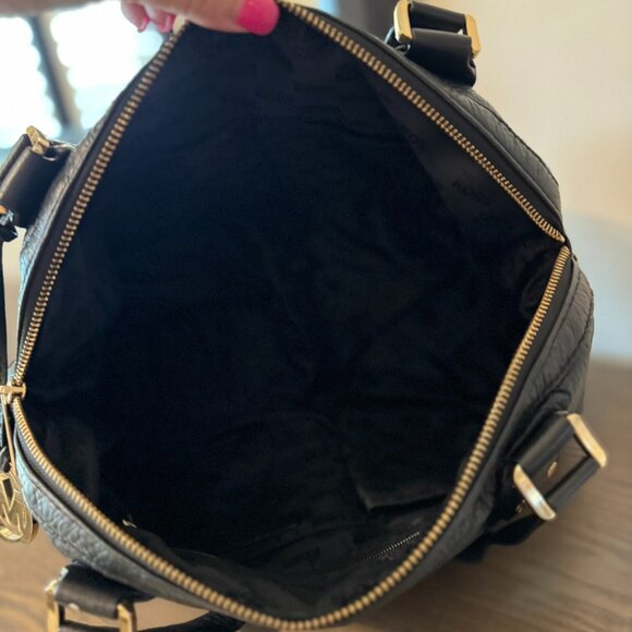 Michael Kors Portland Large Black Pebbled Leather Satchel Gold Hardware - Picture 6 of 16